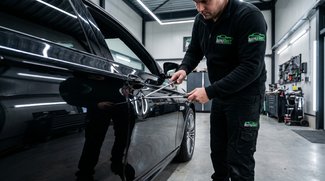 deukherstel-zonder-spuiten Wij van Restyle Direct in Nederland zijn specialist in Deuk masseren auto. Met uitdeuken zonder spuiten PDR behoud je de fabriekslak en waarde van je auto.